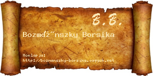 Bozmánszky Borsika névjegykártya